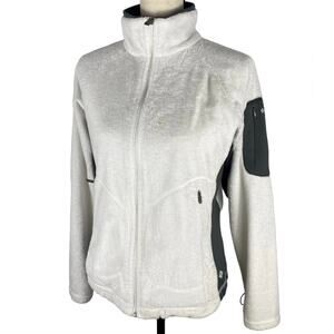 Columbia Fast Trek II Jacket Full Zip Soft Fleece White Gray Womens Sz Medium